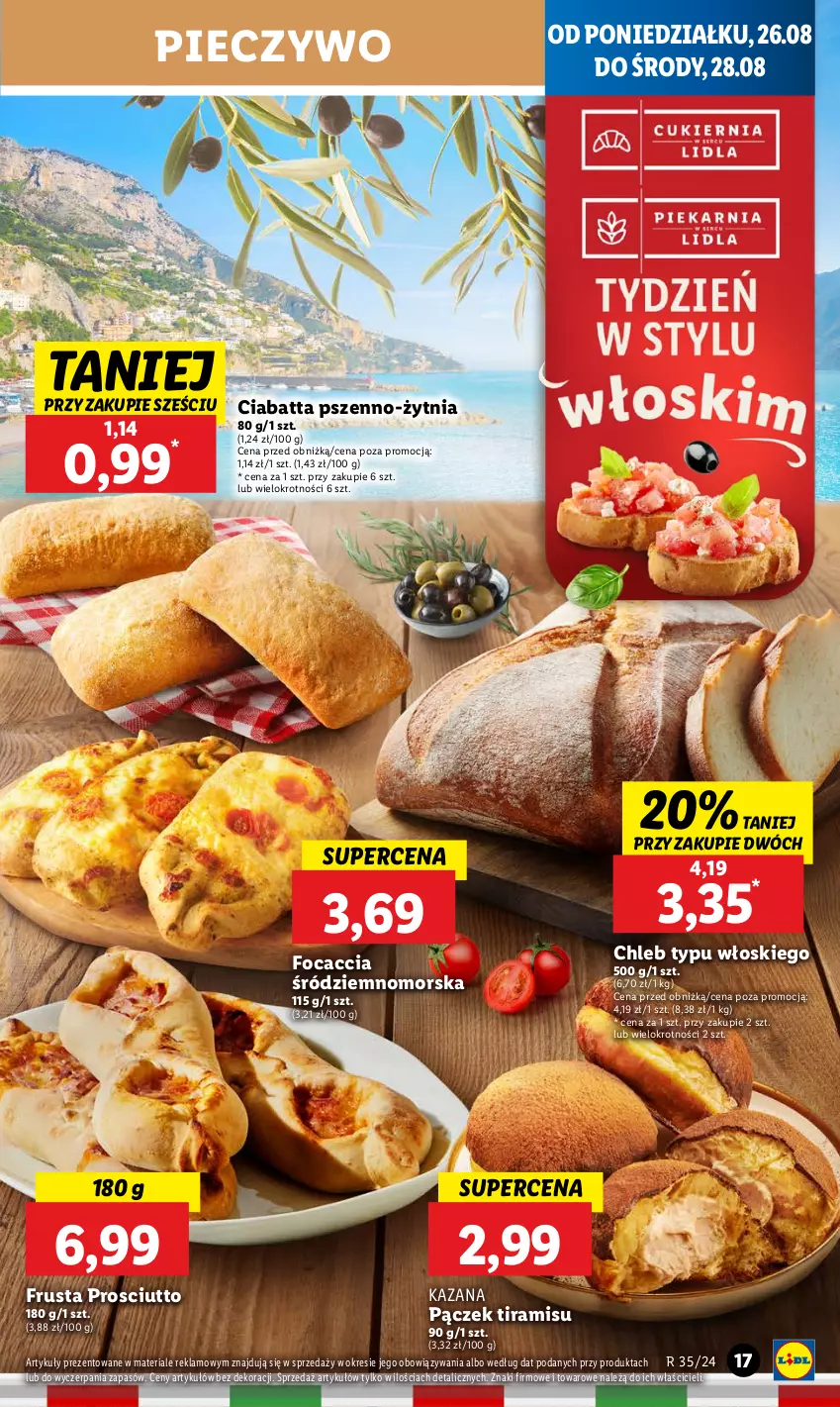 Gazetka promocyjna Lidl - GAZETKA - ważna 26.08 do 28.08.2024 - strona 19 - produkty: Chleb, Chleb typu włoskiego, Ciabatta, Focaccia, Pączek, Piec, Pieczywo, Prosciutto, Rust