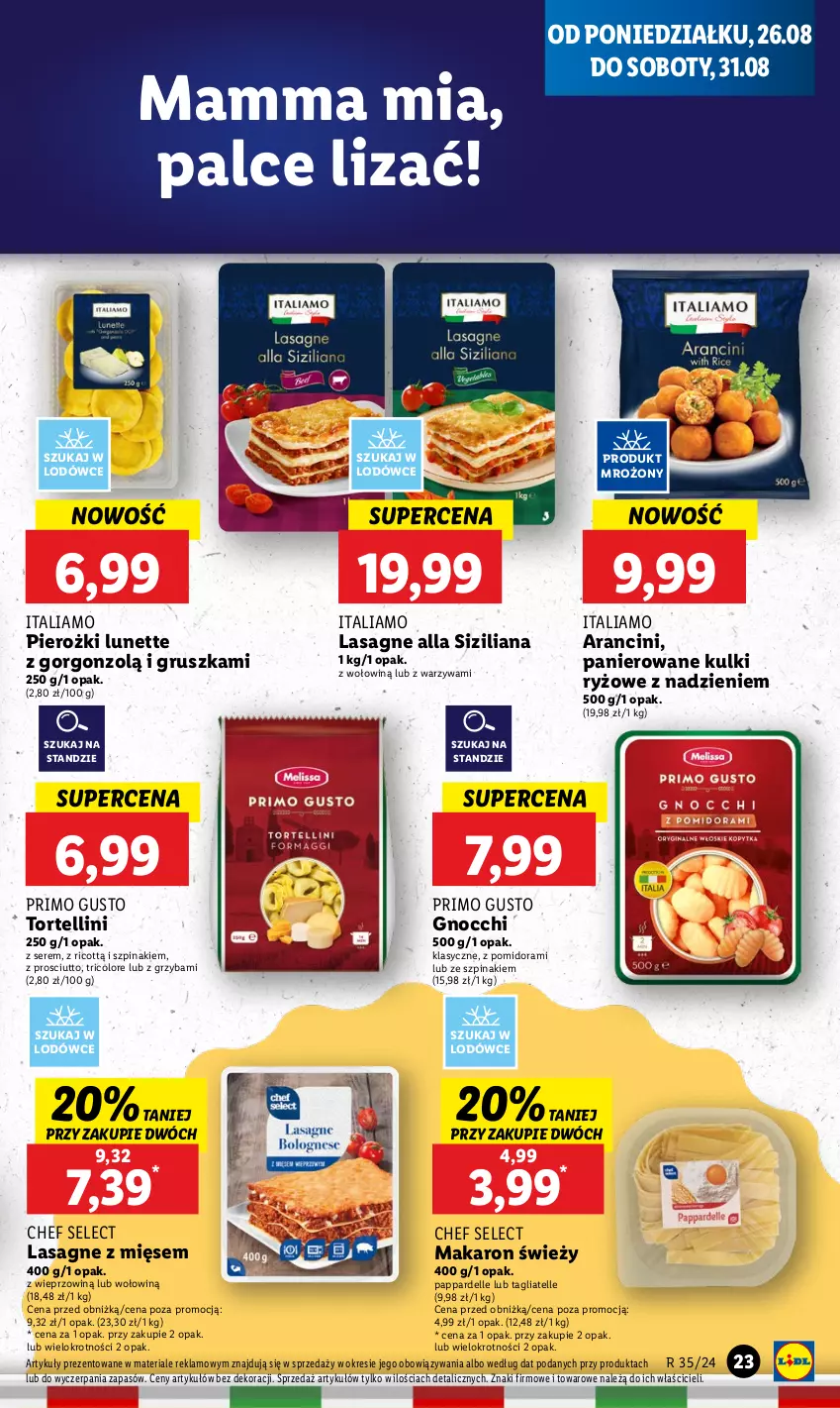 Gazetka promocyjna Lidl - GAZETKA - ważna 26.08 do 28.08.2024 - strona 25 - produkty: Dell, Gnocchi, Lasagne, Makaron, Prosciutto, Ryż, Ser, Szpinak, Tagliatelle, Warzywa