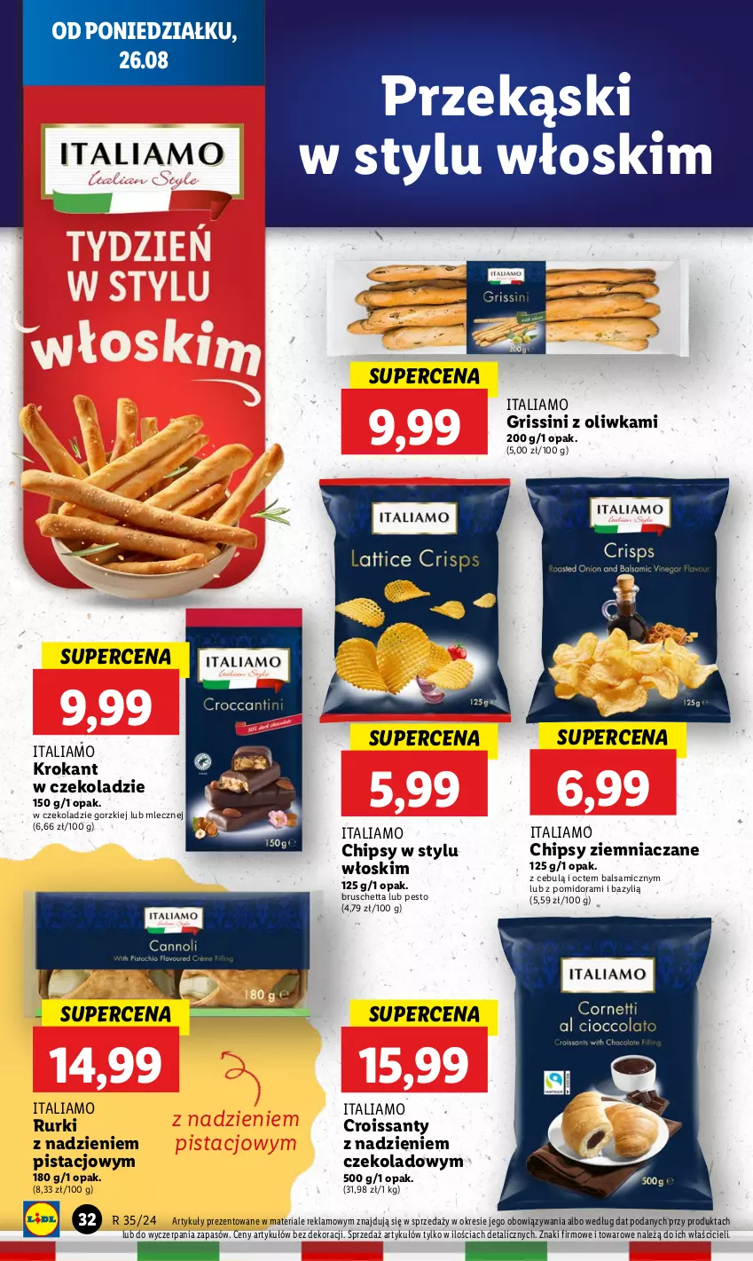 Gazetka promocyjna Lidl - GAZETKA - ważna 26.08 do 28.08.2024 - strona 34 - produkty: Bazyl, Chipsy, Croissant, Grissini, Pesto, Rurki