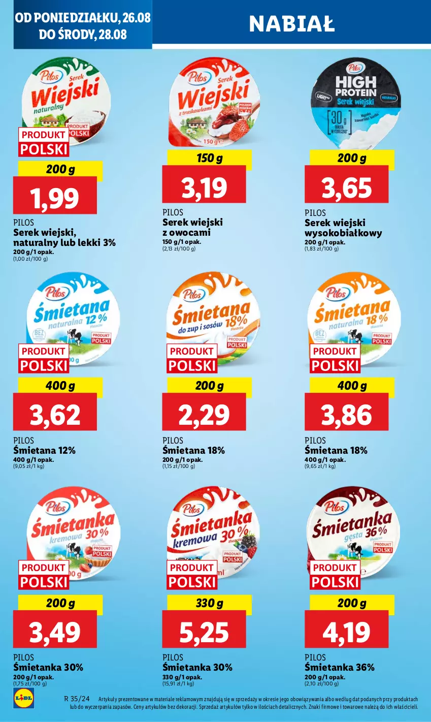 Gazetka promocyjna Lidl - GAZETKA - ważna 26.08 do 28.08.2024 - strona 36 - produkty: Pilos, Ser, Serek, Serek wiejski, Sok