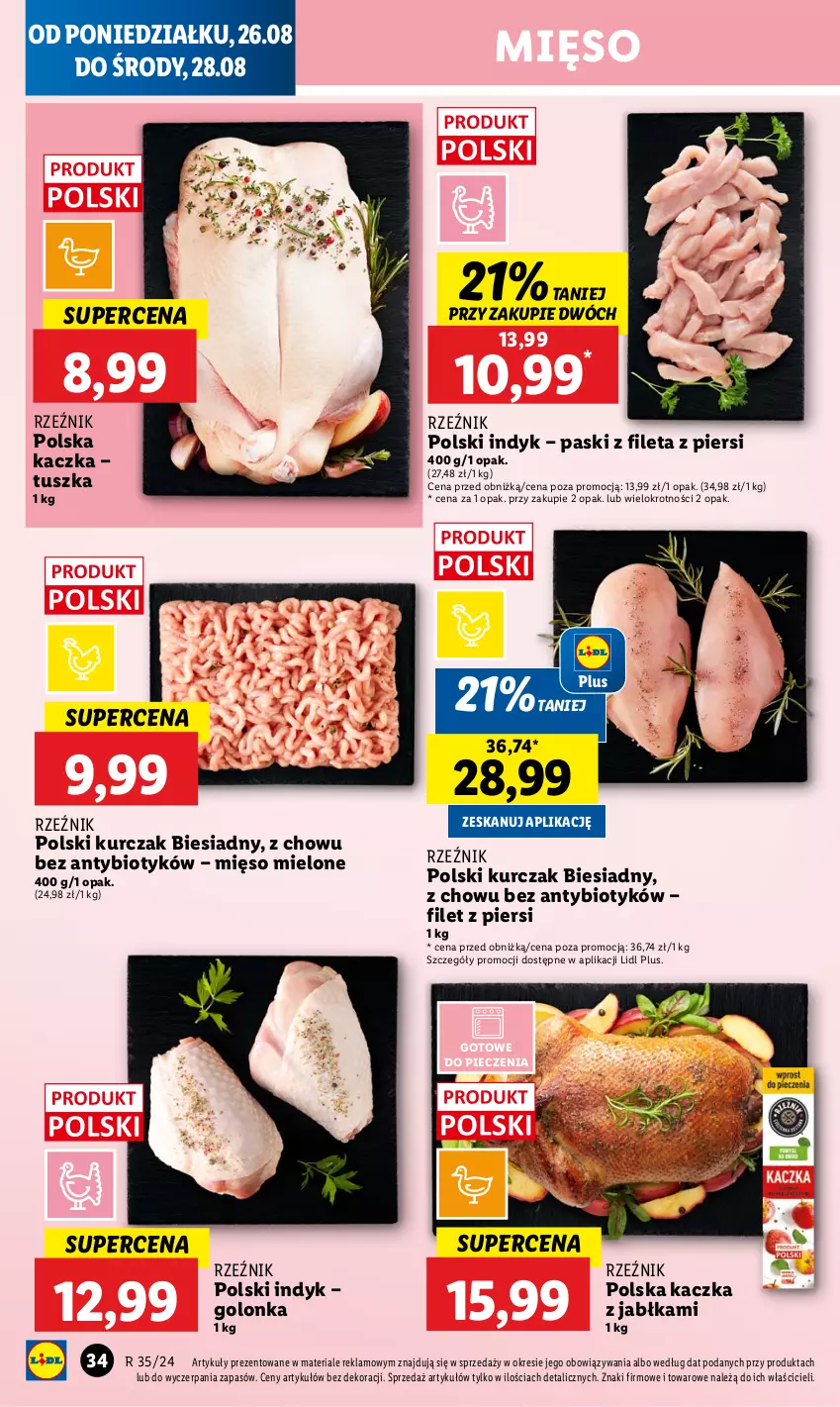 Gazetka promocyjna Lidl - GAZETKA - ważna 26.08 do 28.08.2024 - strona 38 - produkty: Jabłka, Kaczka, Kurczak, Mięso, Mięso mielone, Piec, Tusz