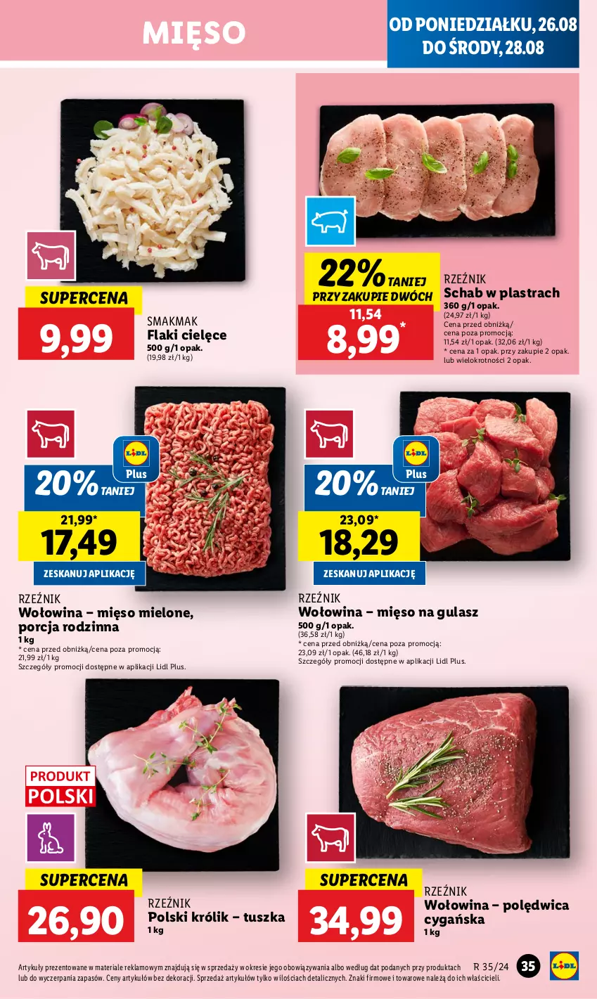 Gazetka promocyjna Lidl - GAZETKA - ważna 26.08 do 28.08.2024 - strona 39 - produkty: Flaki, Królik, Mięso, Mięso mielone, Mięso na gulasz, Polędwica, Por, Tusz, Wołowina