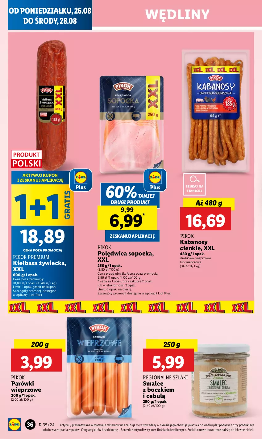 Gazetka promocyjna Lidl - GAZETKA - ważna 26.08 do 28.08.2024 - strona 40 - produkty: Gra, Kabanos, Kiełbasa, Parówki, PIKOK, Polędwica, Smalec