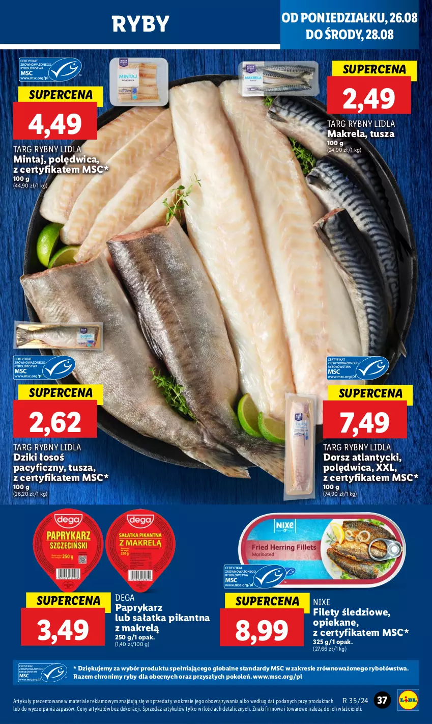 Gazetka promocyjna Lidl - GAZETKA - ważna 26.08 do 28.08.2024 - strona 41 - produkty: Dega, Dorsz, Makrelą, Mintaj, Papryka, Paprykarz, Polędwica, Sałat, Sałatka, Tusz