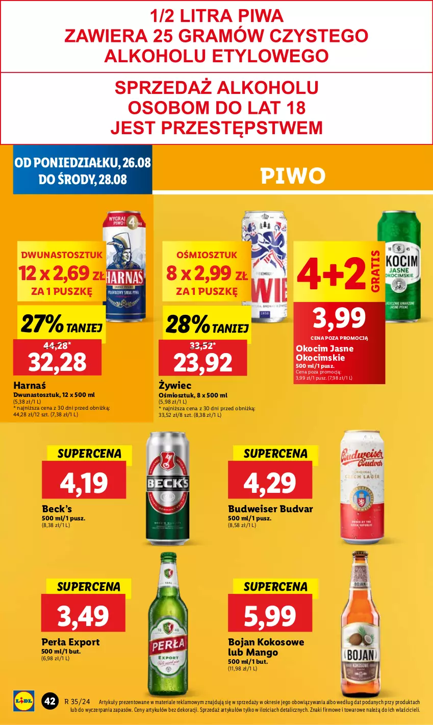 Gazetka promocyjna Lidl - GAZETKA - ważna 26.08 do 28.08.2024 - strona 46 - produkty: Gra, Harnaś, Koc, Kokos, Mango, Okocim, Perła, Piwo, Por, Ser