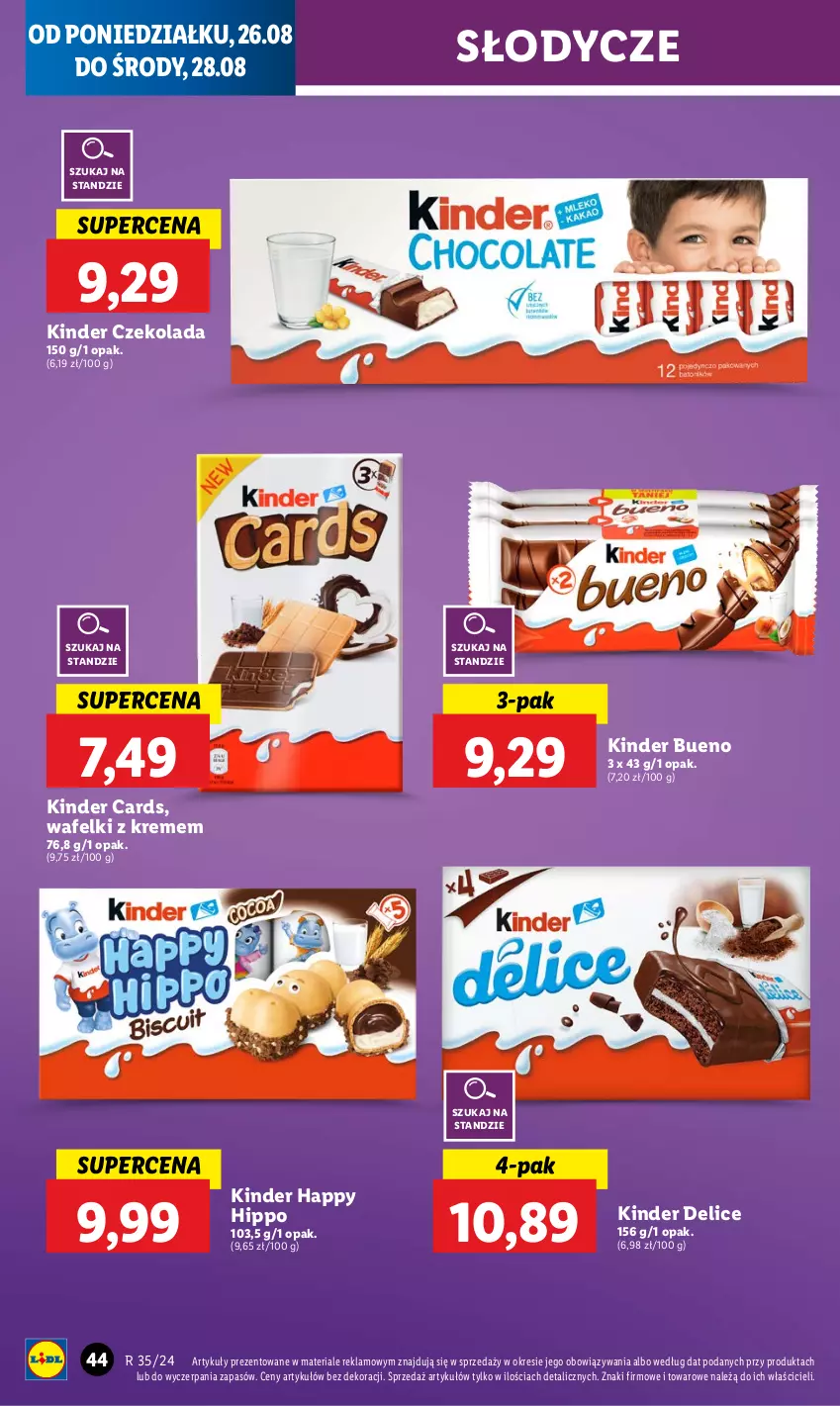 Gazetka promocyjna Lidl - GAZETKA - ważna 26.08 do 28.08.2024 - strona 48 - produkty: Czekolada, HiPP, Kinder, Kinder Bueno