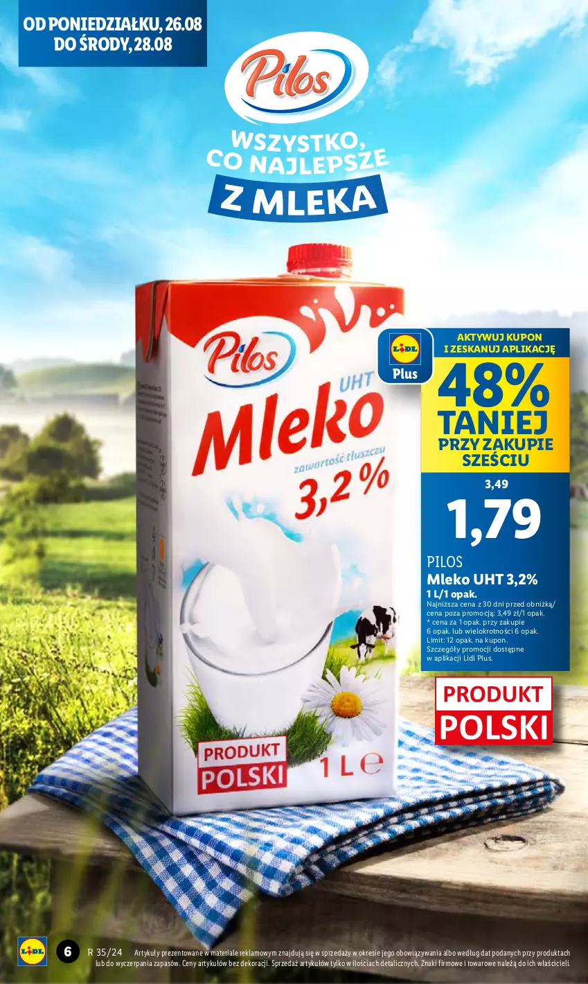 Gazetka promocyjna Lidl - GAZETKA - ważna 26.08 do 28.08.2024 - strona 6 - produkty: Mleko, Pilos