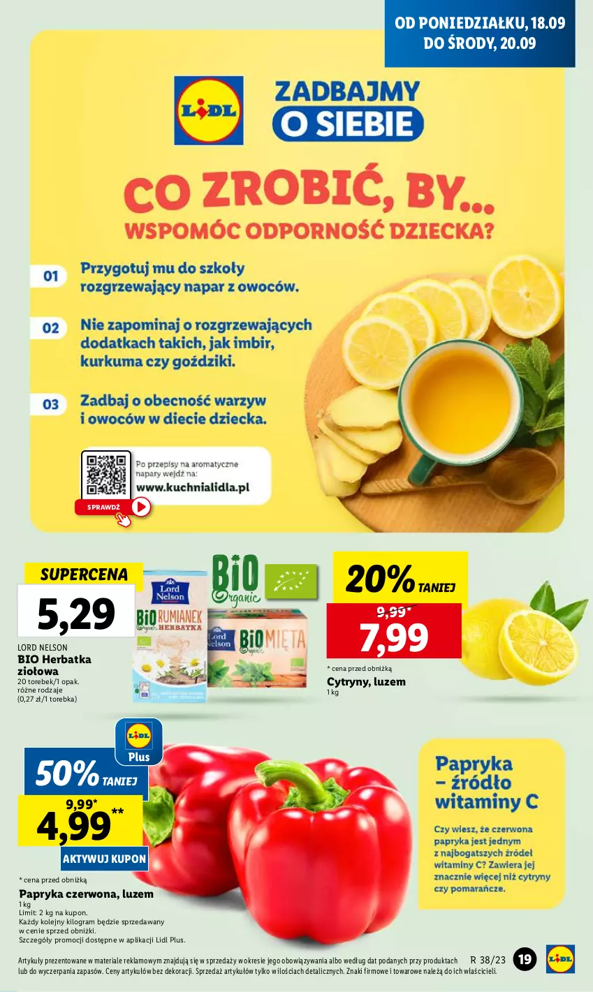 Gazetka promocyjna Lidl - GAZETKA - ważna 18.09 do 20.09.2023 - strona 19 - produkty: Cytryny, Gra, Olej, Papryka, Papryka czerwona, Torebka