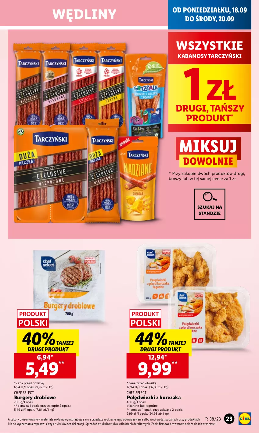 Gazetka promocyjna Lidl - GAZETKA - ważna 18.09 do 20.09.2023 - strona 31 - produkty: Burger, Kabanos, Kurczak, Polędwiczki z kurczaka, Tarczyński