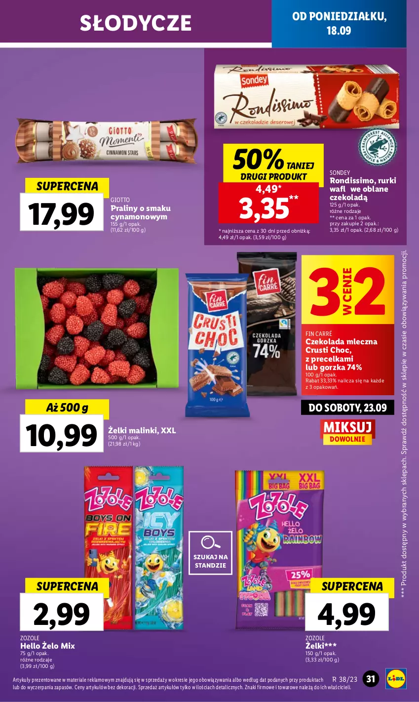 Gazetka promocyjna Lidl - GAZETKA - ważna 18.09 do 20.09.2023 - strona 39 - produkty: Czekolada, Czekolada mleczna, Praliny, Rurki, Rust