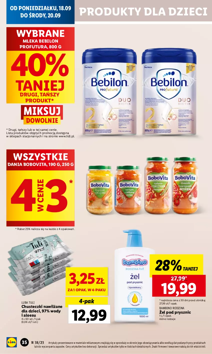 Gazetka promocyjna Lidl - GAZETKA - ważna 18.09 do 20.09.2023 - strona 44 - produkty: BEBILON, BoboVita, Chusteczki, Dzieci