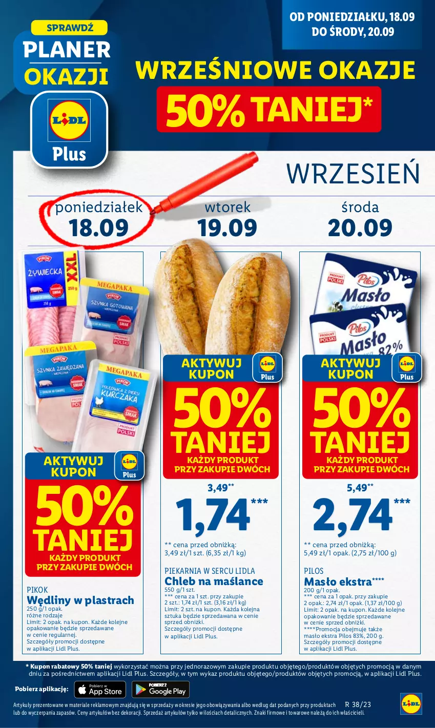 Gazetka promocyjna Lidl - GAZETKA - ważna 18.09 do 20.09.2023 - strona 5 - produkty: Chleb, Masło, Olej, PIKOK, Pilos, Ser