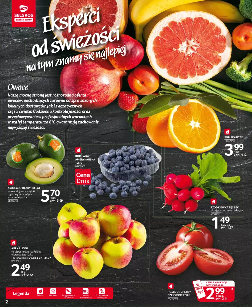 Gazetka promocyjna Selgros - Oferta spożywcza - ważna 25.02 do 10.03.2021 - strona 2 - produkty: Borówka, Borówka amerykańska, Jabłka, Ligol, Owoce, Pomarańcze, Rzodkiewka, Sok