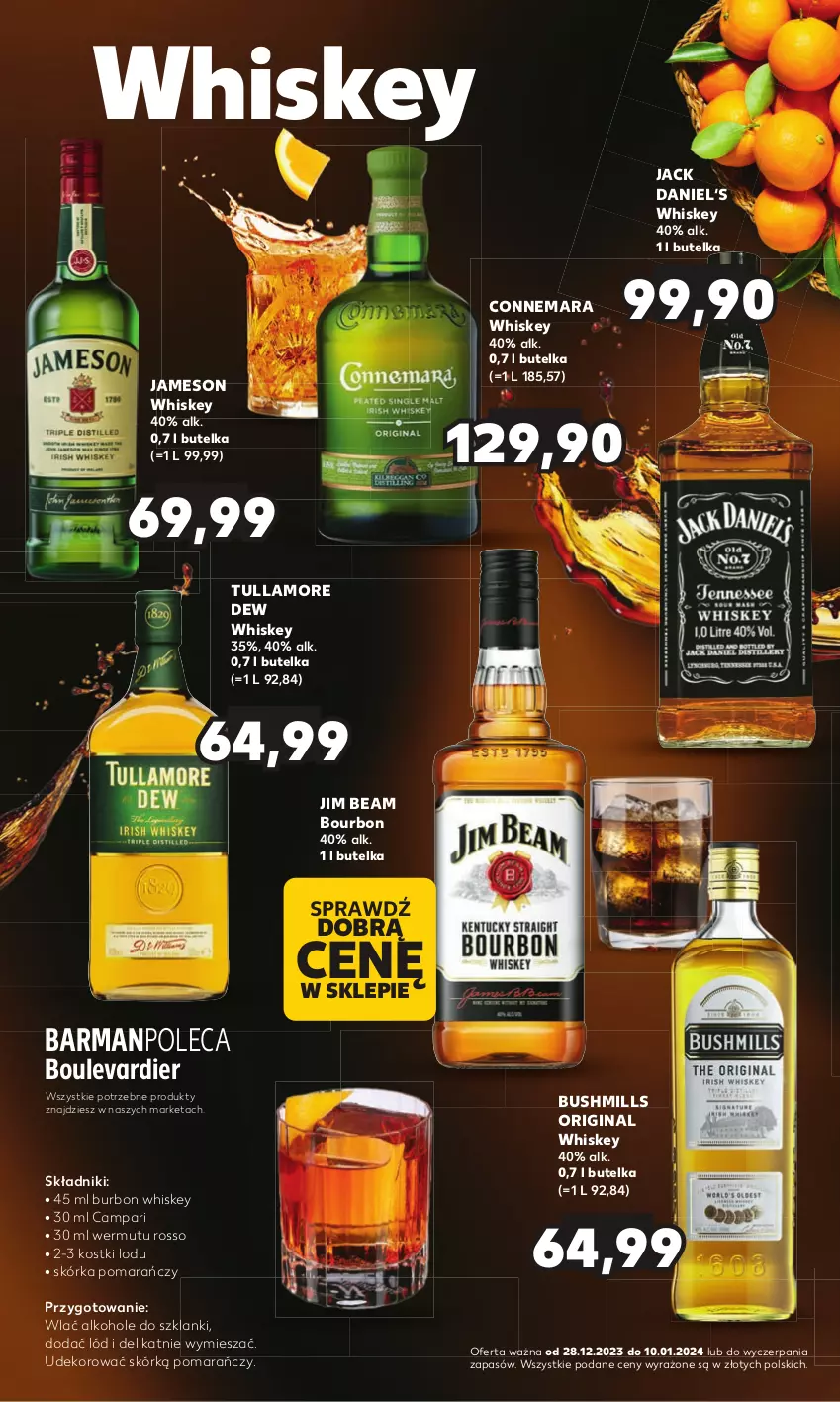 Gazetka promocyjna Kaufland - Barek Kauflandu - ważna 28.12.2023 do 10.01.2024 - strona 10 - produkty: Alkohole, Bourbon, Bushmills, Gin, Jameson, Jim Beam, Lanki, Tullamore Dew, Whiskey