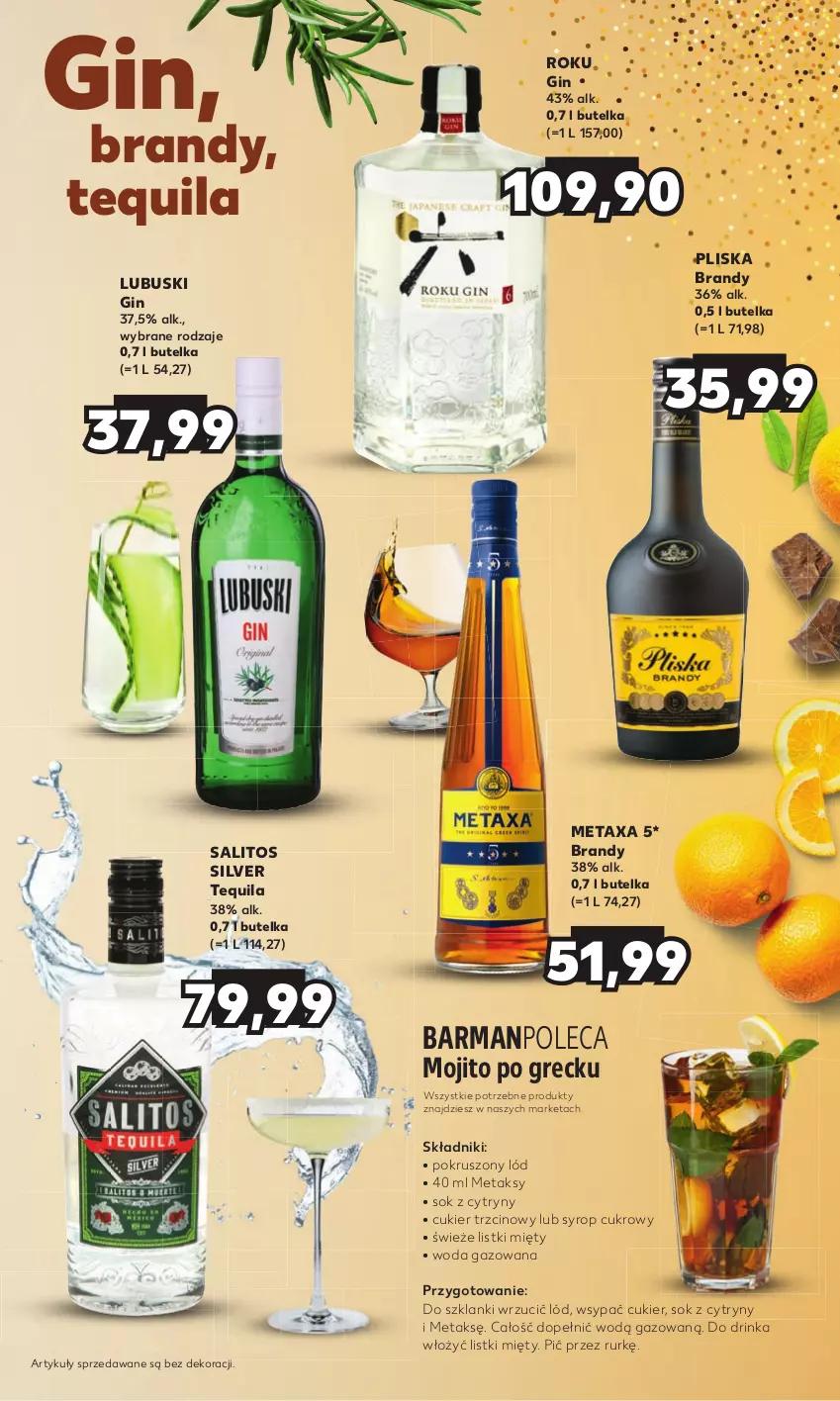 Gazetka promocyjna Kaufland - Barek Kauflandu - ważna 28.12.2023 do 10.01.2024 - strona 13 - produkty: Brandy, Cukier, Cukier trzcinowy, Cytryny, Gin, Inka, Lanki, Metaxa, Pliska, Sok, Syrop, Tequila, Woda, Woda gazowana