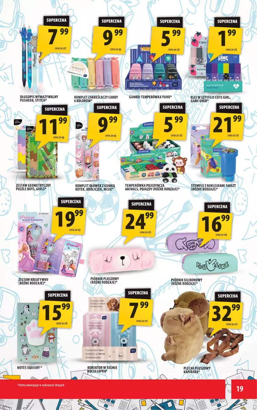 Gazetka promocyjna Arhelan - Gazetka - ważna 01.08 do 10.08.2025 - strona 19 - produkty: Candy, Długopis, Klej, Kotek, Piórnik, Plecak, Pojazd, Puzzle, Top, UHU