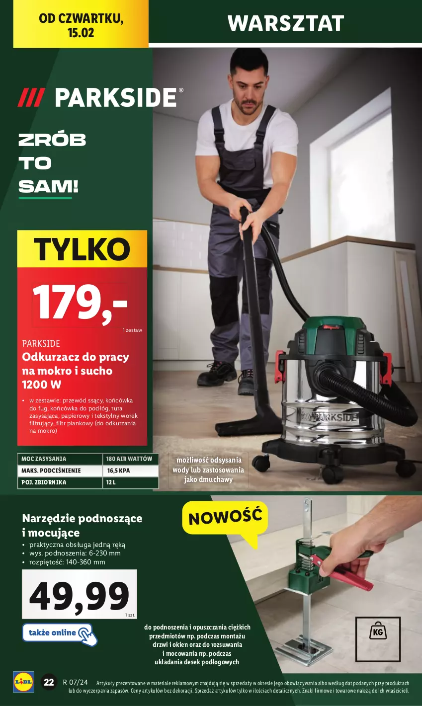 Gazetka promocyjna Lidl - GAZETKA - ważna 12.02 do 17.02.2024 - strona 26 - produkty: Drzwi, Odkurzacz, Papier, Parkside, Przewód, Rura