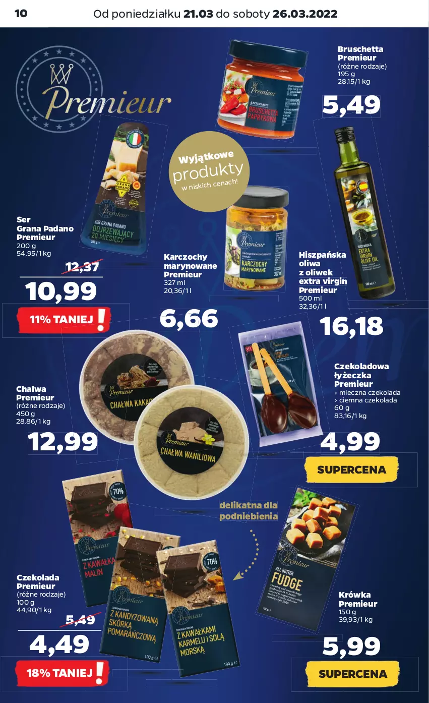 Gazetka promocyjna Netto - Gazetka spożywcza - ważna 21.03 do 26.03.2022 - strona 10 - produkty: Chałwa, Czekolada, Gin, Gra, Karczochy, Oliwa z oliwek, Ser