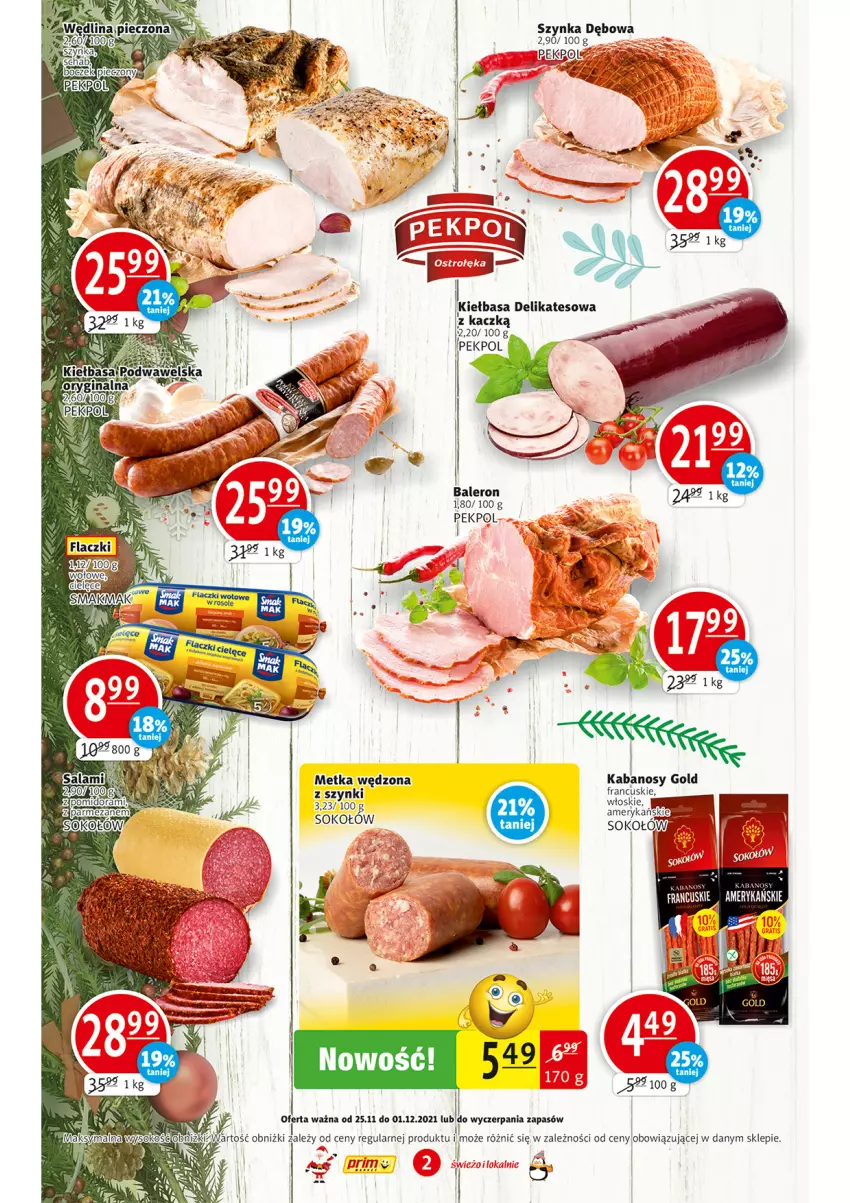 Gazetka promocyjna Prim Market - Gazetka - ważna 25.11 do 01.12.2021 - strona 2 - produkty: Kiełbasa, Parmezan, Pekpol, Piec, Por, Sok