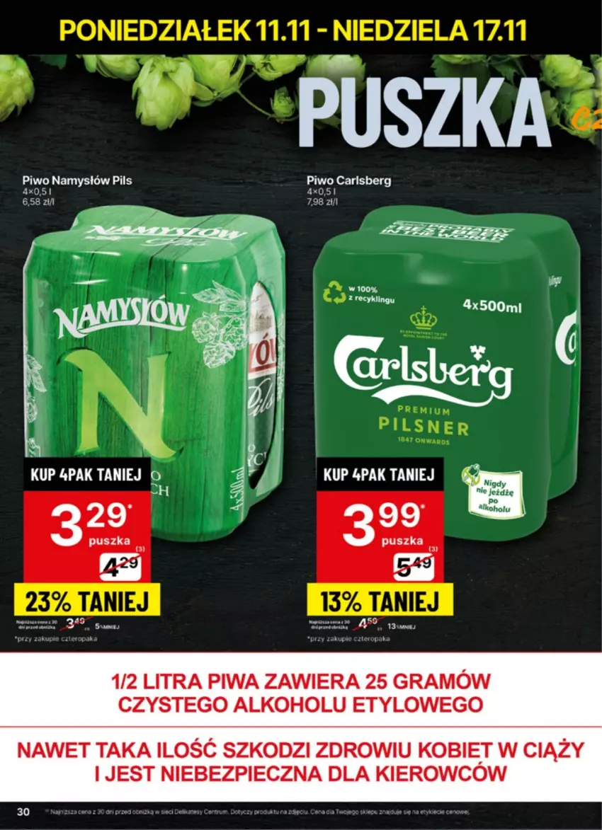 Gazetka promocyjna Delikatesy Centrum - NOWA GAZETKA Delikatesy Centrum od 11 listopada! 11-17.11.2024 - ważna 11.11 do 17.11.2024 - strona 30 - produkty: Carlsberg, Gra, Namysłów, Piec, Piwa, Piwo