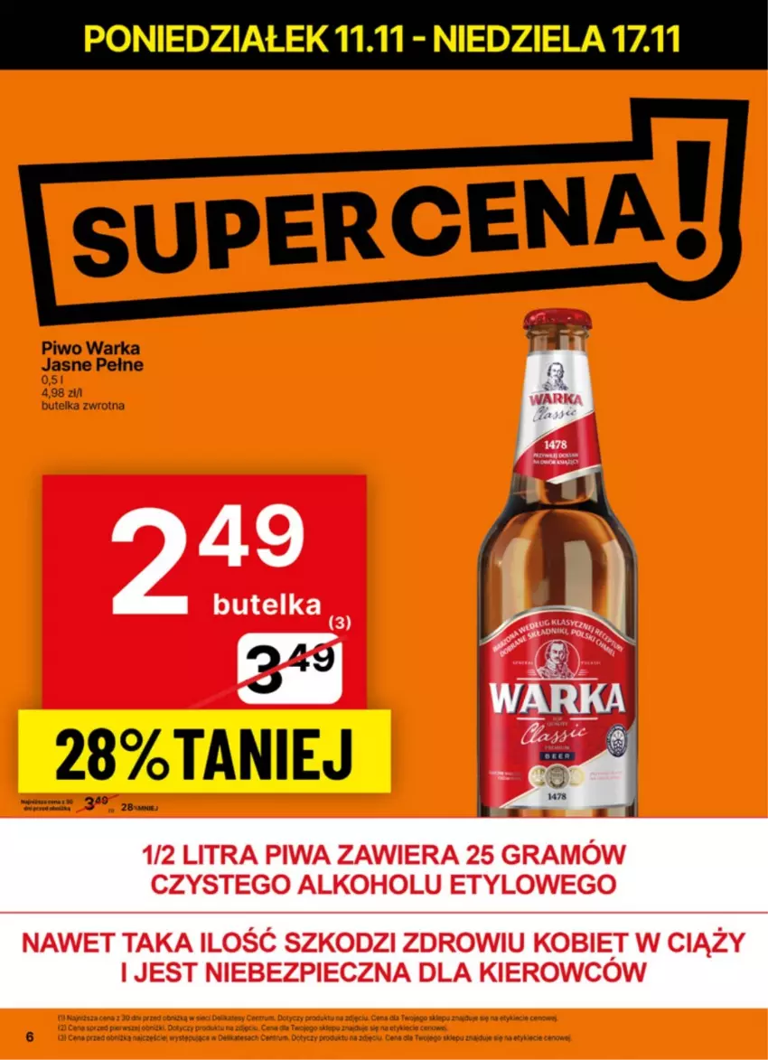 Gazetka promocyjna Delikatesy Centrum - NOWA GAZETKA Delikatesy Centrum od 11 listopada! 11-17.11.2024 - ważna 11.11 do 17.11.2024 - strona 6 - produkty: Gra, Piec, Piwa, Piwo, Warka