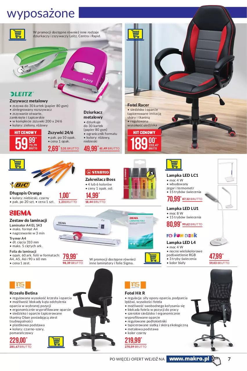 Gazetka promocyjna Makro - [Oferta promocyjna] Artykuły przemysłowe - ważna 23.02 do 08.03.2021 - strona 7 - produkty: Acer, Długopis, Fotel, Gra, Krzesło, Papier, Por, Siedzisko, Sok, Termometr, Zegar