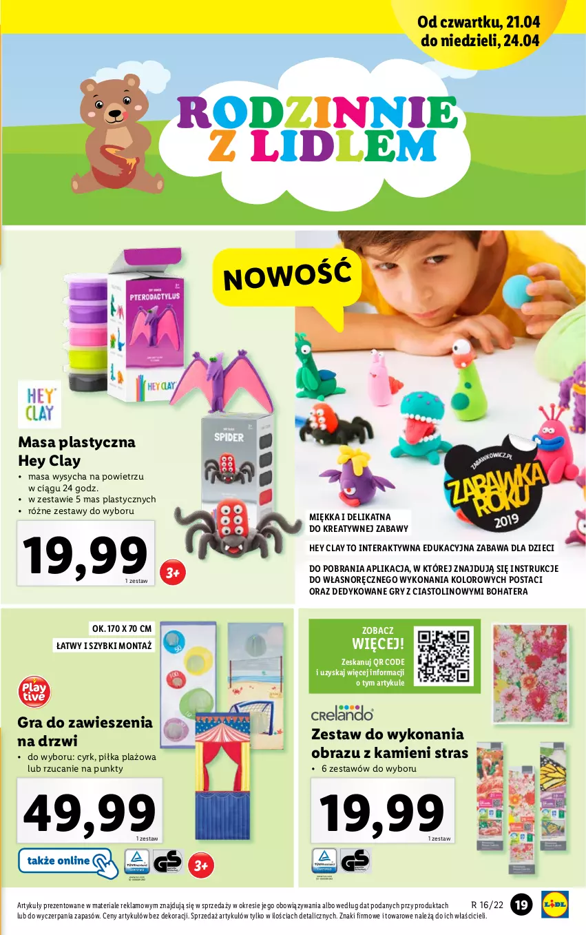 Gazetka promocyjna Lidl - GAZETKA - ważna 19.04 do 24.04.2022 - strona 21 - produkty: Drzwi, Dzieci, Gra, Gry, Hey Clay, Obraz, Tera