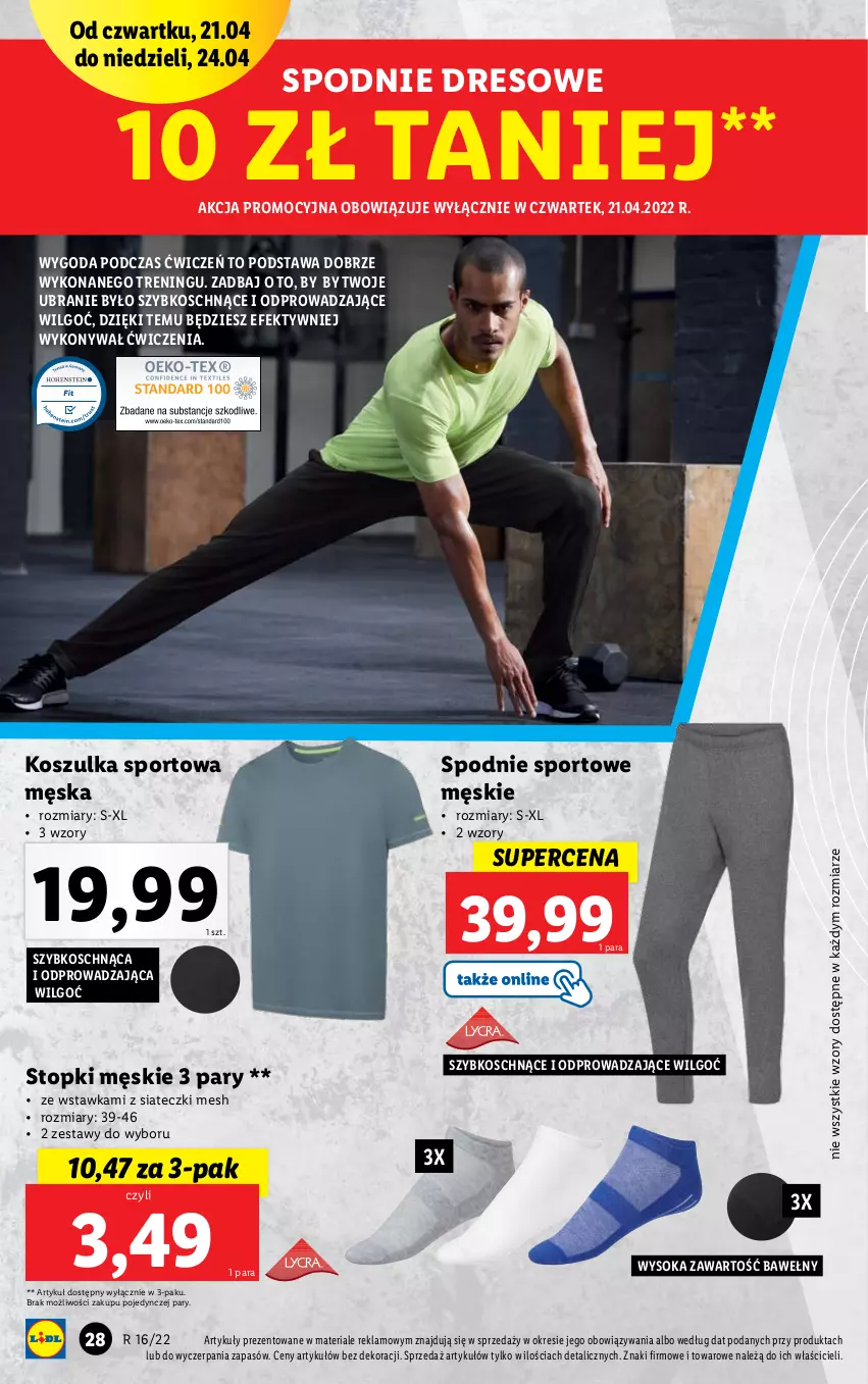 Gazetka promocyjna Lidl - GAZETKA - ważna 19.04 do 24.04.2022 - strona 30 - produkty: Dres, Kosz, Koszulka, Koszulka sportowa, LG, Por, Sok, Spodnie, Spodnie dresowe, Spodnie sportowe, Sport, Top