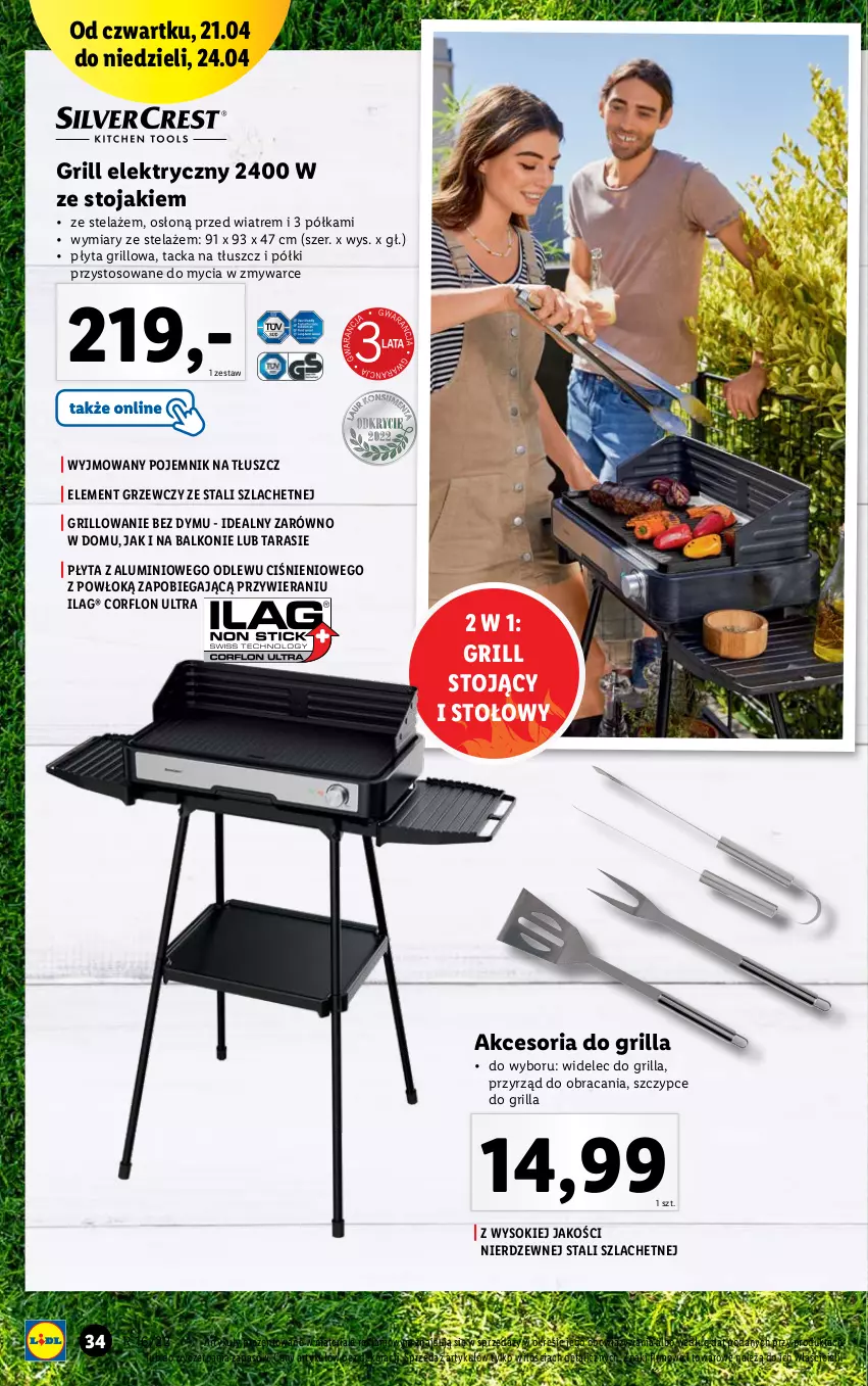 Gazetka promocyjna Lidl - GAZETKA - ważna 19.04 do 24.04.2022 - strona 36 - produkty: Grill, Płyta, Pojemnik, Półka, Sok, Stojak, Szczypce, Widelec