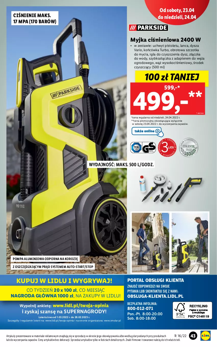 Gazetka promocyjna Lidl - GAZETKA - ważna 19.04 do 24.04.2022 - strona 45 - produkty: Gry, Koc, Mola, Myjka ciśnieniowa, Pistolet, Por, Sok, Szczotka, Top