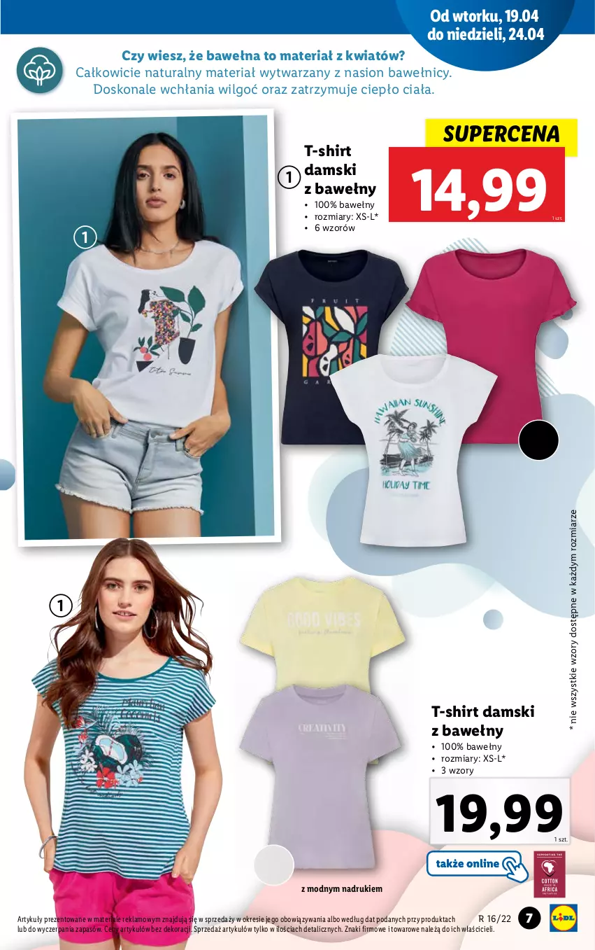 Gazetka promocyjna Lidl - GAZETKA - ważna 19.04 do 24.04.2022 - strona 9 - produkty: LG, T-shirt, Wełna