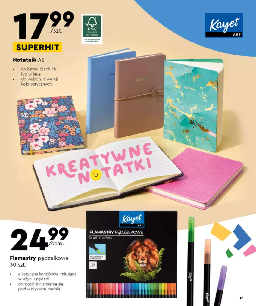 Gazetka promocyjna Biedronka - oferta od 1.08 - ważna 01.08 do 01.09.2022 - strona 17 - produkty: Flamastry, Marker