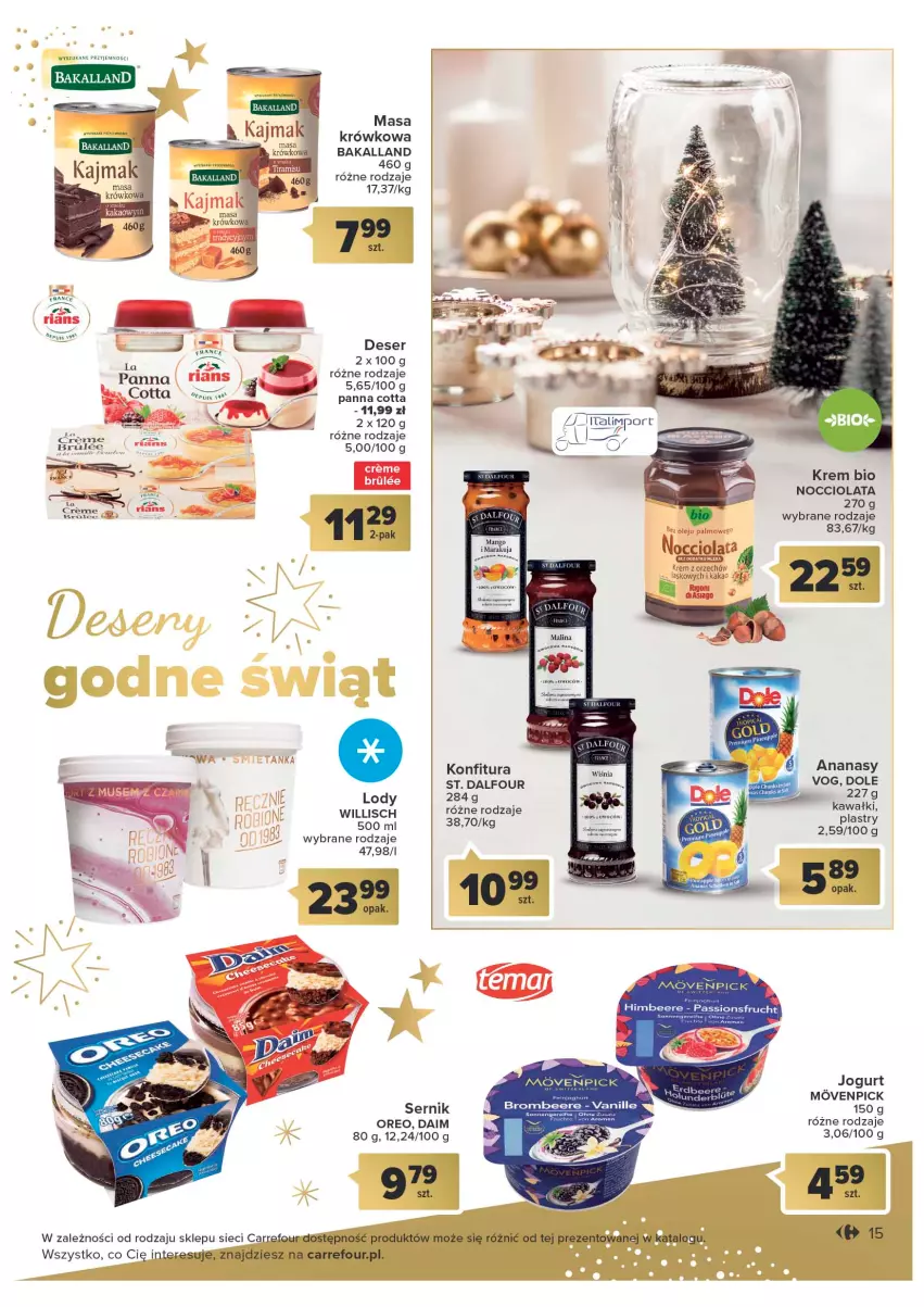 Gazetka promocyjna Carrefour - Gazetka Światowe smaki na talerzu - ważna 06.12 do 24.12.2022 - strona 15 - produkty: Ananas, Bakalland, Blag, Deser, Jogurt, Kakao, Kawa, Konfitura, Lody, Oreo, Por, Ser