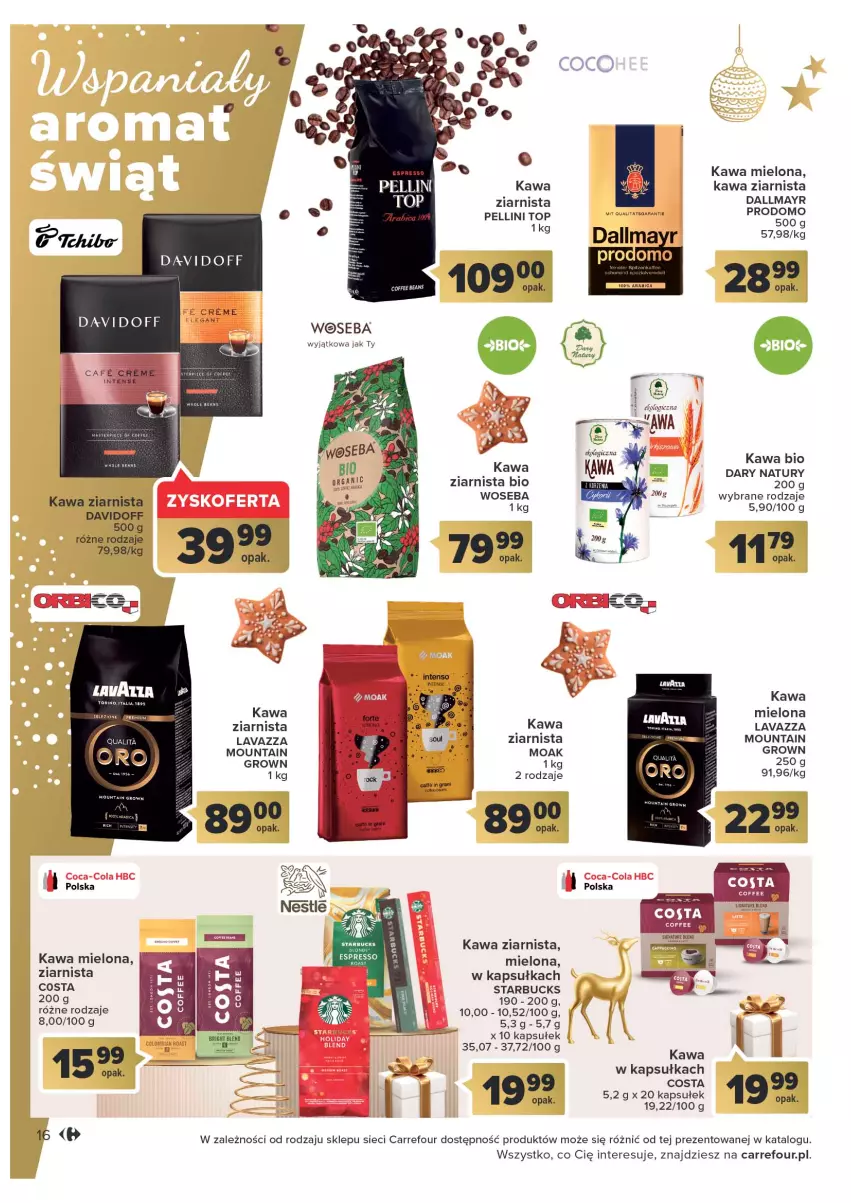 Gazetka promocyjna Carrefour - Gazetka Światowe smaki na talerzu - ważna 06.12 do 24.12.2022 - strona 16 - produkty: Coca-Cola, Dallmayr, Davidoff, Kawa, Kawa mielona, Kawa ziarnista, Lavazza, Top, Woseba