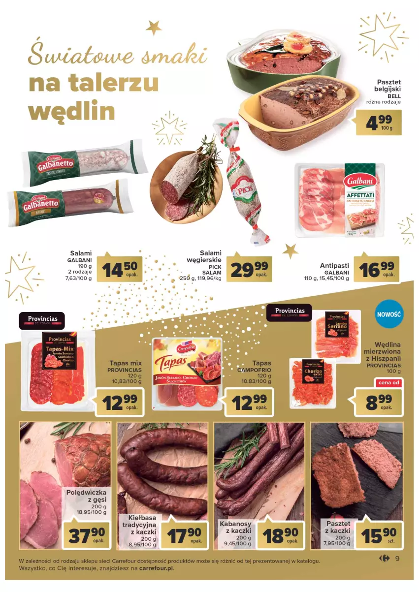 Gazetka promocyjna Carrefour - Gazetka Światowe smaki na talerzu - ważna 06.12 do 24.12.2022 - strona 9 - produkty: Bell, Galbani, Kabanos, Kiełbasa, LG, Pasztet, Salami, Wędlina