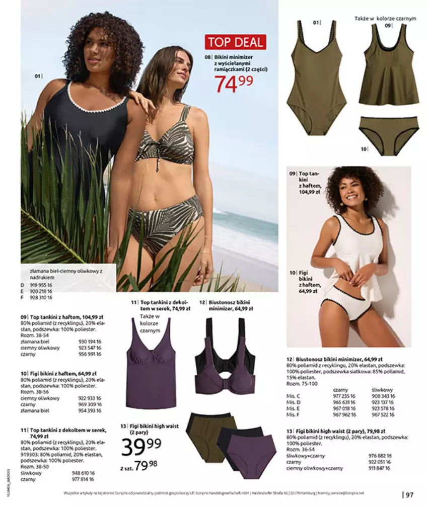 Gazetka promocyjna Bonprix - RELAKS NAD MORZEM - ważna 15.06 do 13.07.2026 - strona 99 - produkty: Bikini, Biustonosz, Fa, Figi, HP, Kaki, Kask, LANA, Nike, Olej, Por, Top