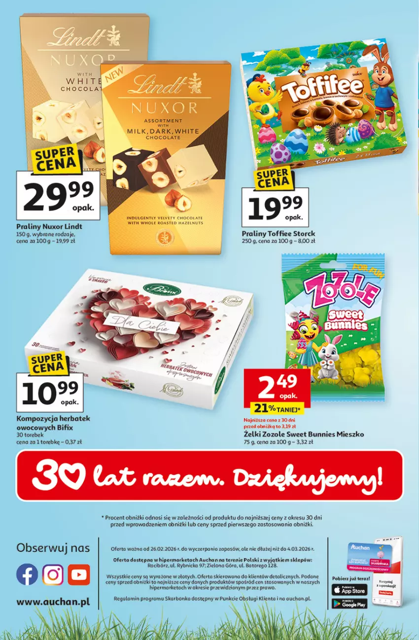 Gazetka promocyjna Auchan - Gazetka Ceny Jak Malowane Hipermarket Auchan - ważna 26.02 do 04.03.2026 - strona 4 - produkty: Fa, Gra, LG, Lindt, Praliny, Tera, Velvet