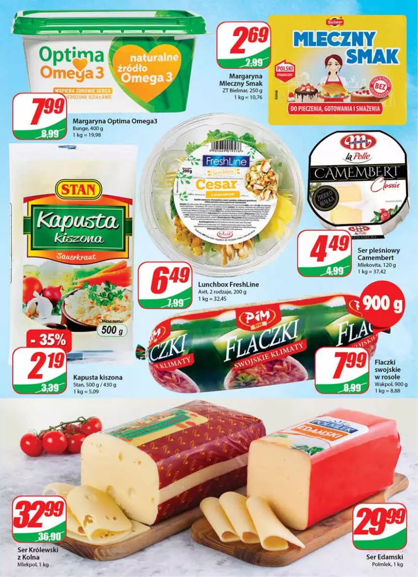 Gazetka promocyjna Dino - Gazetka - ważna 09.11 do 15.11.2022 - strona 15 - produkty: Camembert, Edam, Fa, Królewski, Margaryna, Mleko, Mlekovita, Optima, Optima Omega3, POLMLEK, Ser, Ser pleśniowy