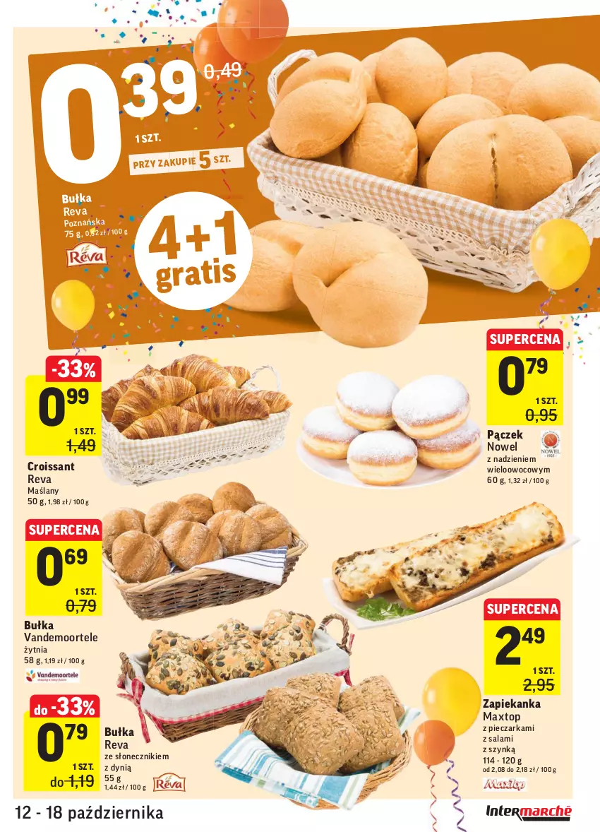 Gazetka promocyjna Intermarche - Gazetka promocyjna - ważna 12.10 do 18.10.2021 - strona 23 - produkty: Bułka, Croissant, Dynią, Gra, Pączek, Piec, Pieczarka, Salami, Top, Zapiekanka