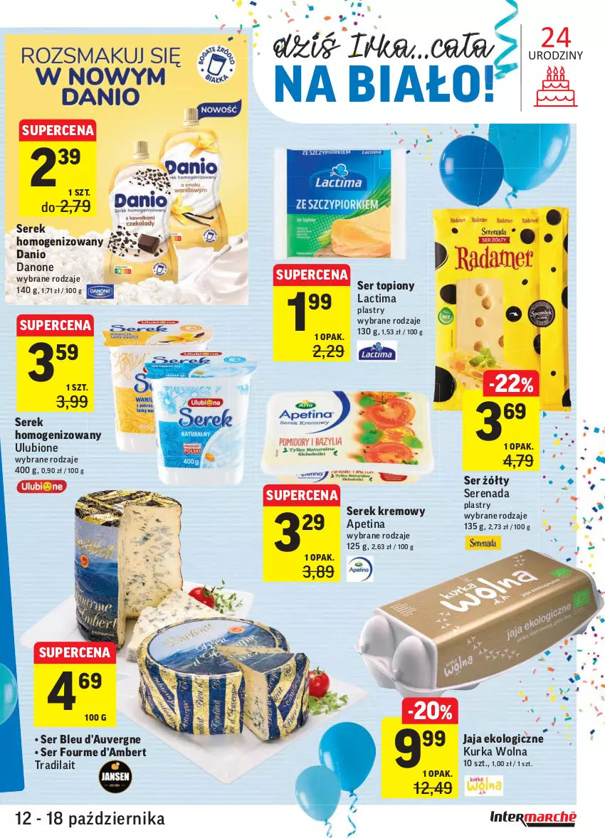 Gazetka promocyjna Intermarche - Gazetka promocyjna - ważna 12.10 do 18.10.2021 - strona 25 - produkty: Danio, Danone, Jaja, Ser, Ser topiony, Serek, Serek homogenizowany, Top