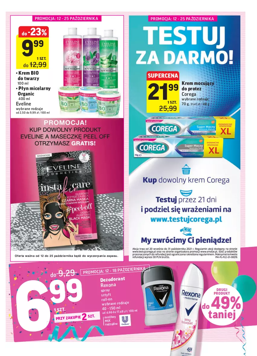 Gazetka promocyjna Intermarche - Gazetka promocyjna - ważna 12.10 do 18.10.2021 - strona 41 - produkty: Corega, Dezodorant, Eveline, Płyn micelarny, Rexona