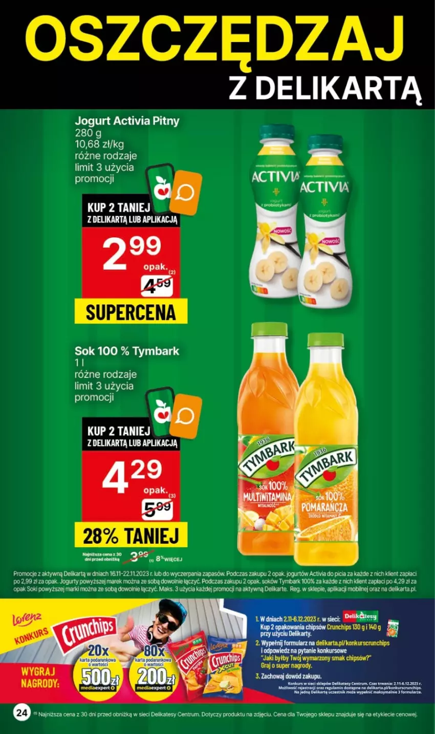 Gazetka promocyjna Delikatesy Centrum - Gazetka DC45 czw-sr - ważna 16.11 do 22.11.2023 - strona 24 - produkty: Activia, Jogurt, LG, Mobil, Rum, Sok, Tymbark