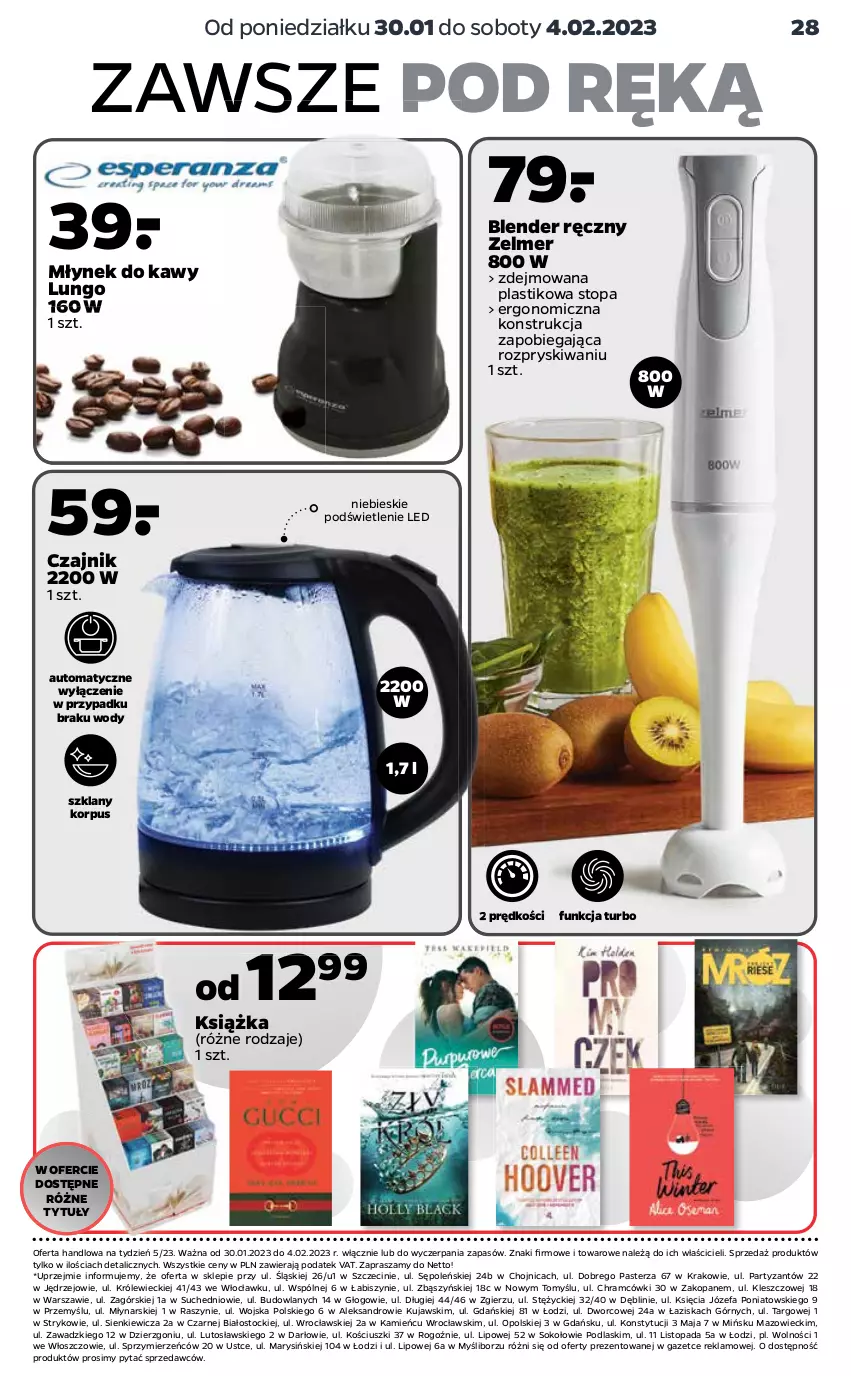 Gazetka promocyjna Netto - Akcesoria i dodatki - ważna 30.01 do 04.02.2023 - strona 3 - produkty: Blender, Blender ręczny, Czajnik, Fa, Książka, Kujawski, Młynek, Młynek do kawy, Podlaski, Sok, Stock, Top, Zelmer