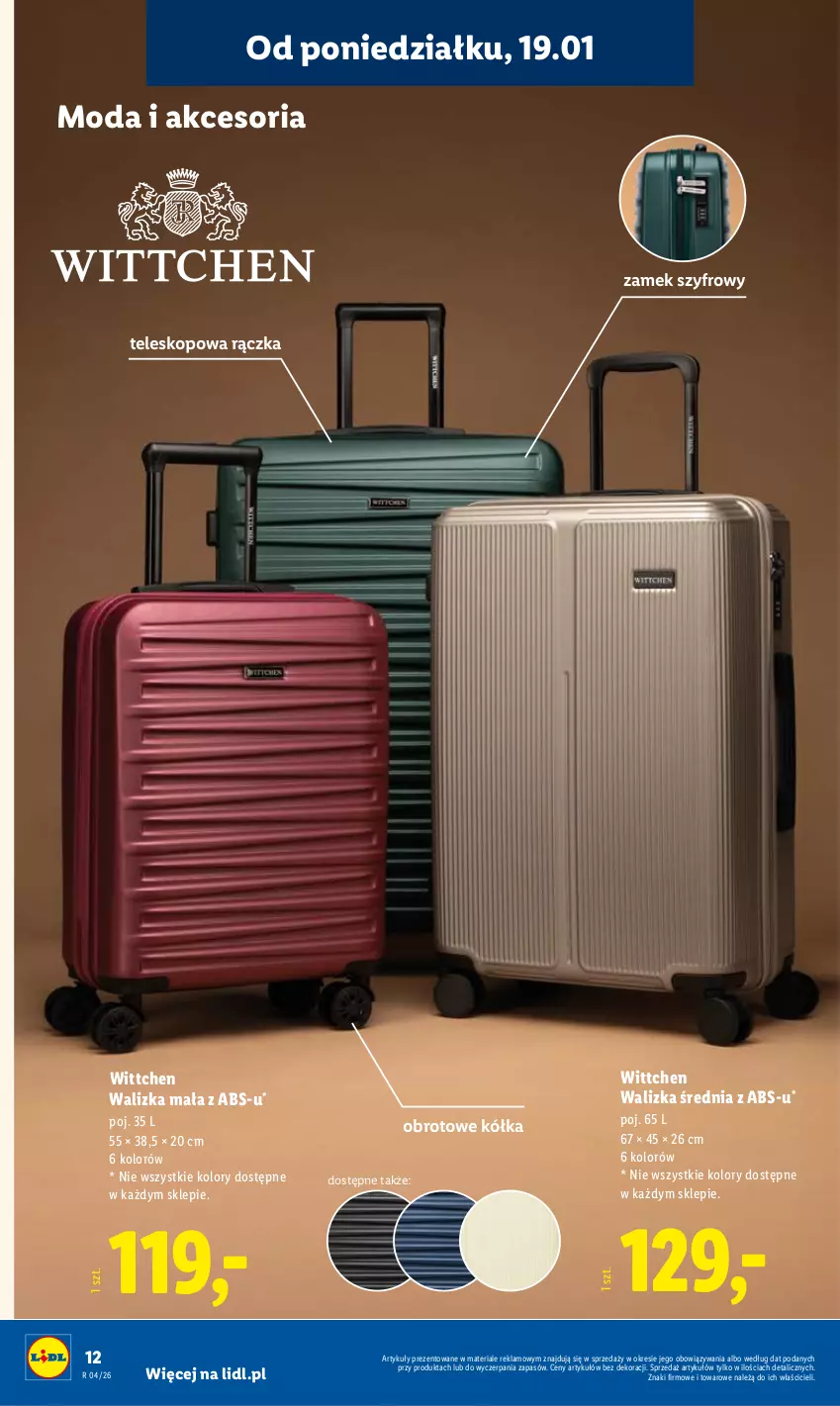 Gazetka promocyjna Lidl - GAZETKA - ważna 19.01 do 25.01.2026 - strona 12 - produkty: Moda, Teleskop, Walizka, Wittchen