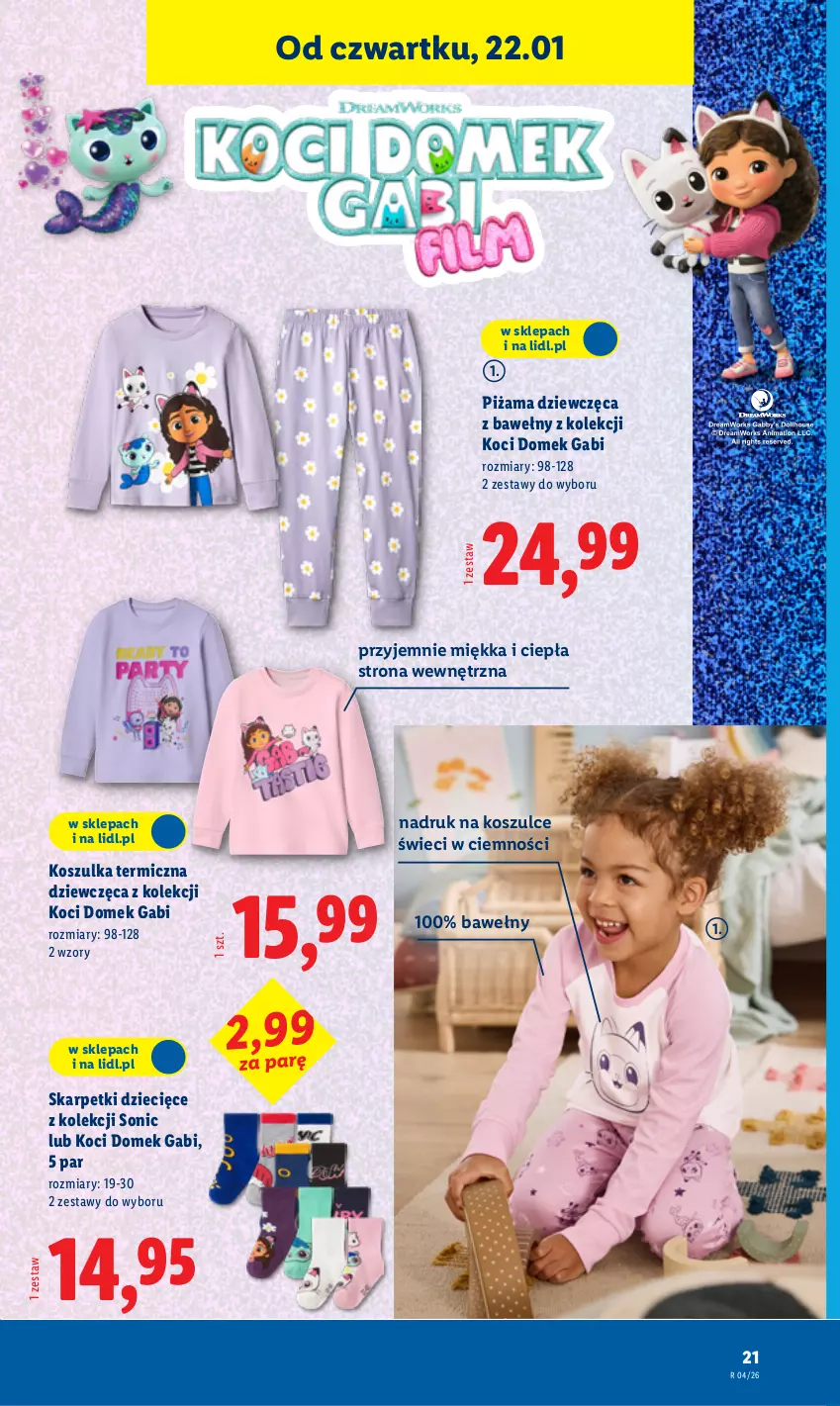 Gazetka promocyjna Lidl - GAZETKA - ważna 19.01 do 25.01.2026 - strona 21 - produkty: Dzieci, Karp, Koc, Kosz, Koszulka, Piżama, Skarpetki