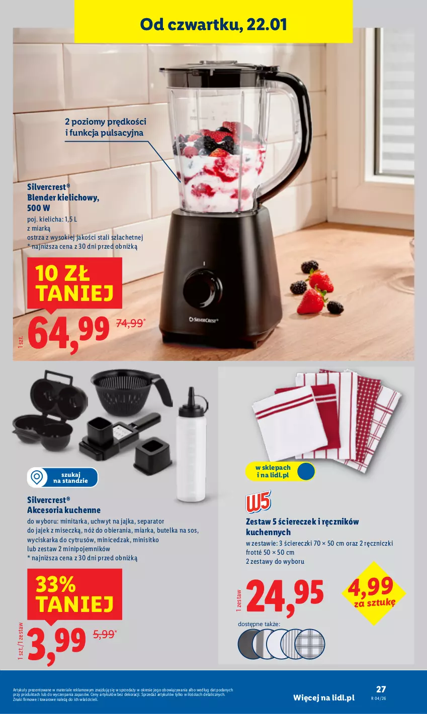 Gazetka promocyjna Lidl - GAZETKA - ważna 19.01 do 25.01.2026 - strona 29 - produkty: Blender, Cedzak, Miarka, Pojemnik, Ręcznik, Silvercrest, Sitko, Sok, Sos, Tarka, Wyciskarka, Znicz