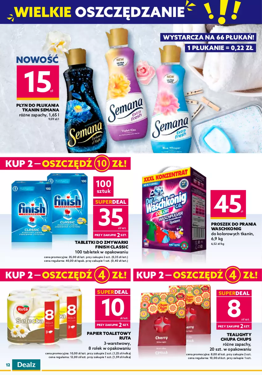 Gazetka promocyjna Dealz - NOWA GAZETKAWielkie Oszczędzanie z Dealz! - ważna 19.10 do 01.11.2022 - strona 12 - produkty: Bateria, Chupa Chups, Finish, Latarenka, Olej, Papier, Papier toaletowy, Płyn do płukania, Proszek do prania, Tablet, Tabletki do zmywarki, Wkład olejowy, Zmywarki, Znicz