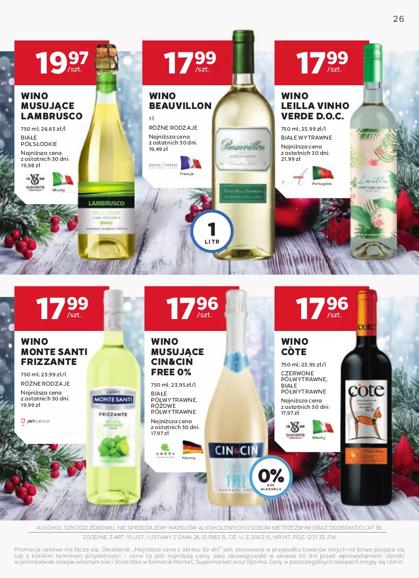 Gazetka promocyjna Stokrotka - W dobrym smaku! - ważna 04.12.2025 do 07.01.2026 - strona 26 - produkty: Monte, Monte Santi, Mus, Optima, Por, Wino, Wino musujące