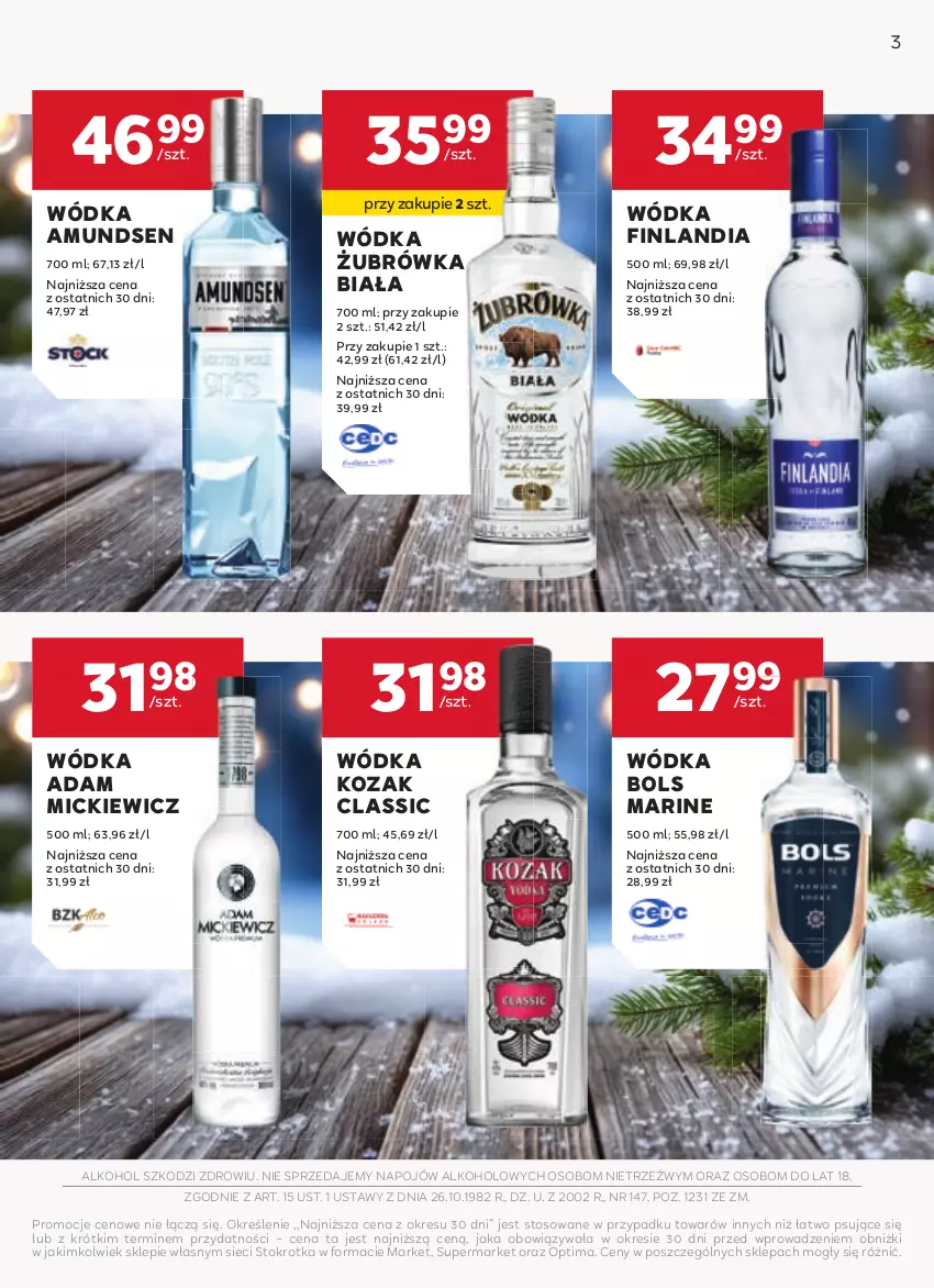 Gazetka promocyjna Stokrotka - W dobrym smaku! - ważna 04.12.2025 do 07.01.2026 - strona 3 - produkty: Amundsen, Bols, Finlandia, Optima, Wódka