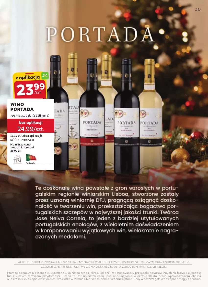 Gazetka promocyjna Stokrotka - W dobrym smaku! - ważna 04.12.2025 do 07.01.2026 - strona 30 - produkty: Optima, Por, Portada, Wino